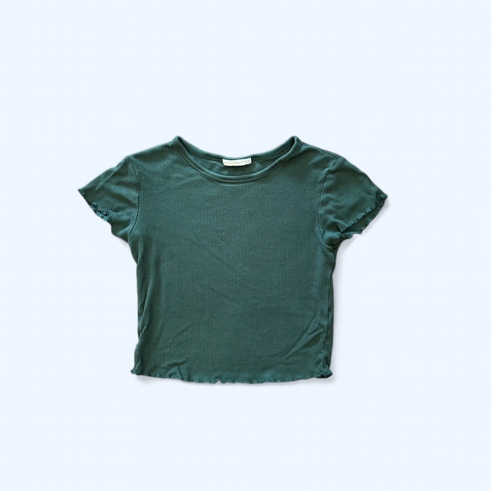 Active USA Green Short Sleeve Crop Top